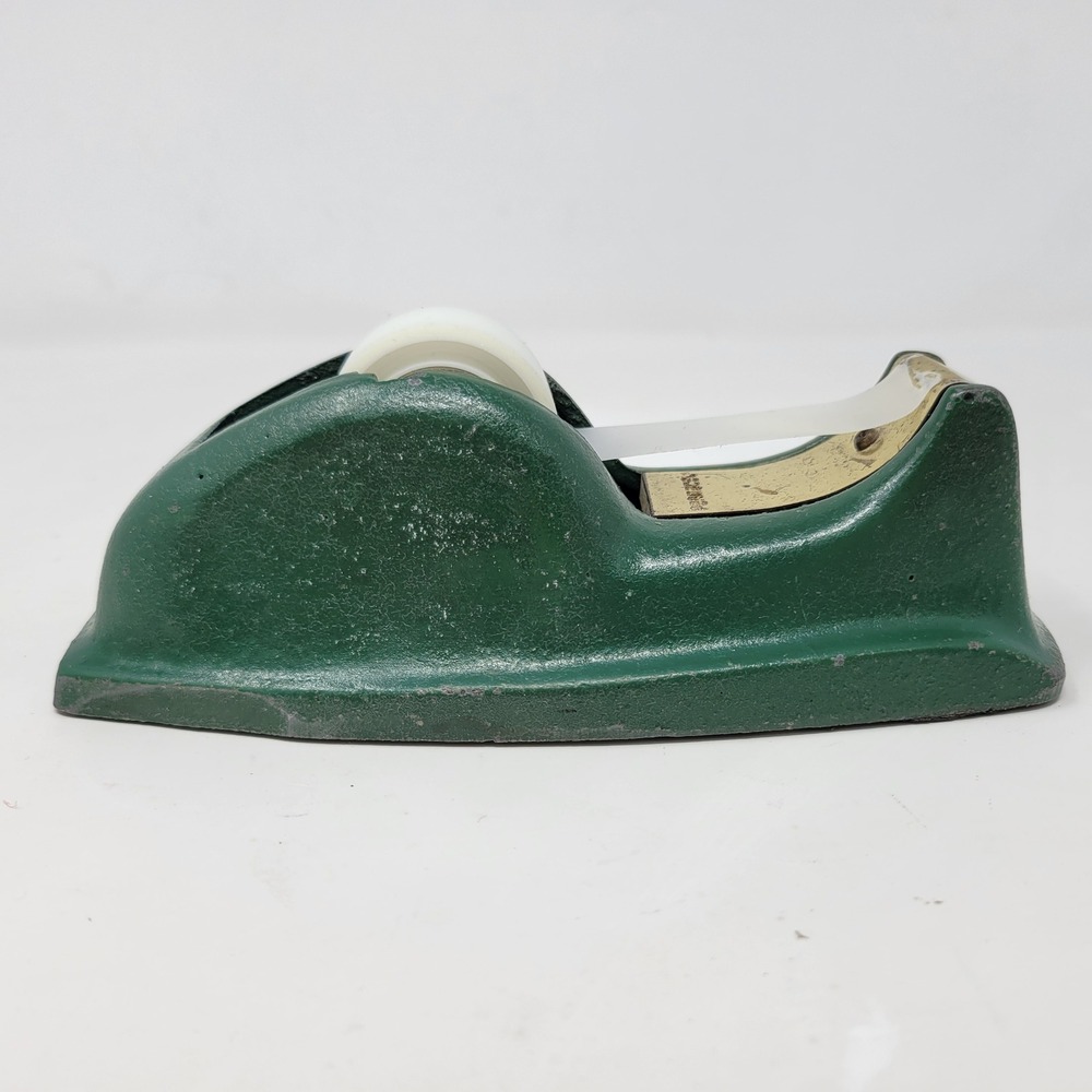 Vintage Permacel Cast Iron Tape Dispenser Green Industrial Heavy Duty MCM Desk - Picture 3 of 10